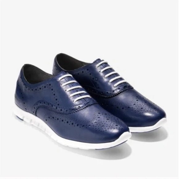 Cole Haan Zerogrand Wingtip Oxford Sneaker Navy Blue Size 11 - Picture 1 of 6